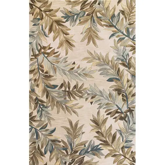 Ivory Tropical Branches Wool Indoor Runner Rug Photo 1