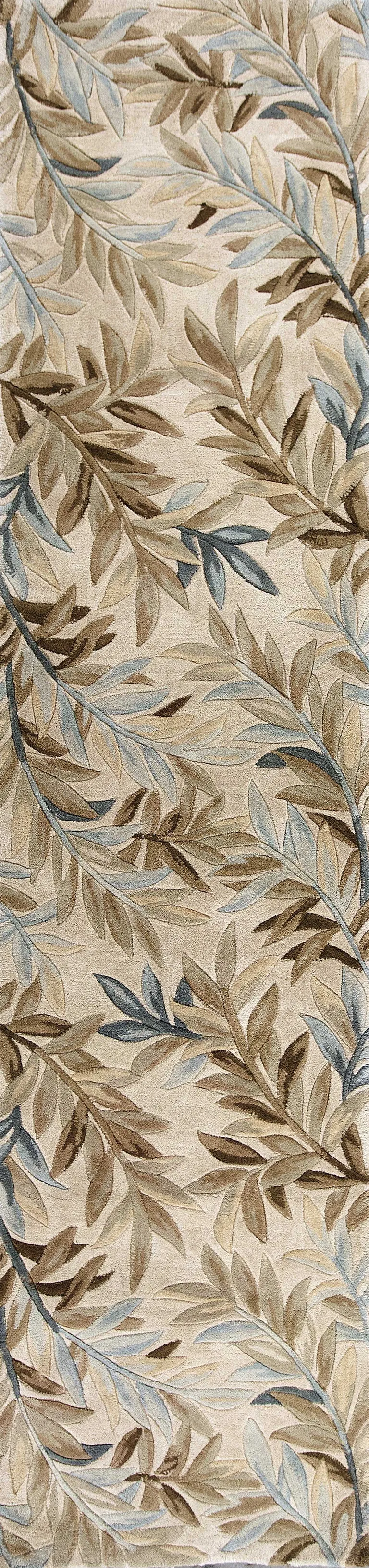 Ivory Tropical Leaves Wool Indoor Area Rug Photo 2