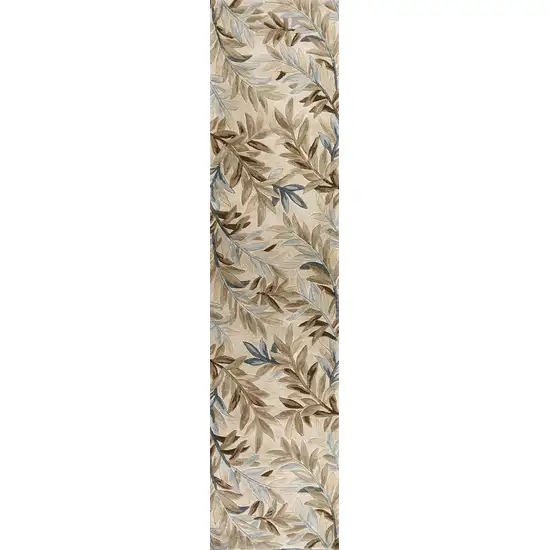 Ivory Tropical Leaves Wool Indoor Area Rug Photo 2