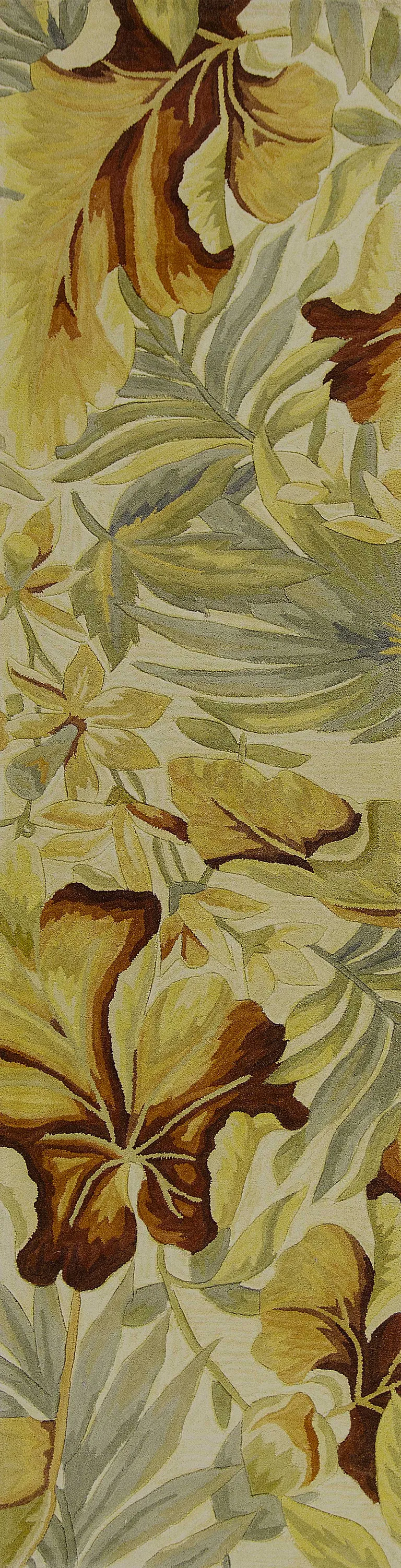 Ivory Tropical Leaves Wool Indoor Area Rug Photo 1