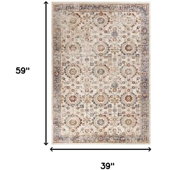 Ivory Vintage Traditional Area Rug Photo 3