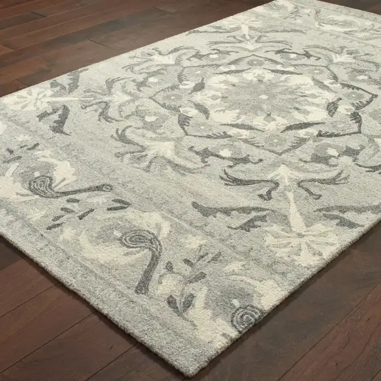 Ivory Wool Floral Hand Tufted Area Rug Photo 5