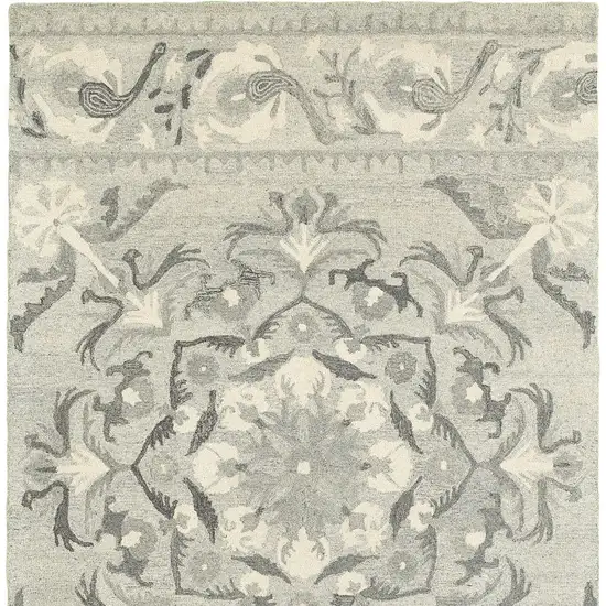 Ivory Wool Floral Hand Tufted Area Rug Photo 4