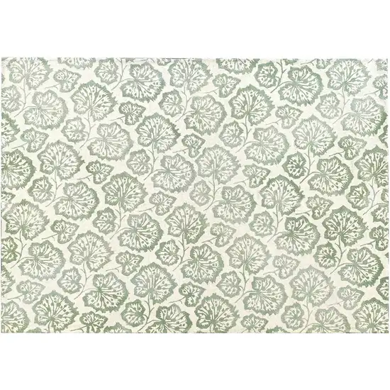 Ivory Wool Floral Hand Tufted Non Skid Area Rug Photo 6