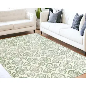 Photo of Ivory Wool Floral Hand Tufted Non Skid Area Rug