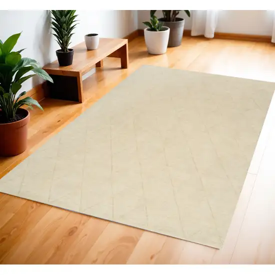 Ivory Wool Geometric Area Rug Photo 1