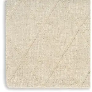 Photo of Ivory Wool Geometric Area Rug