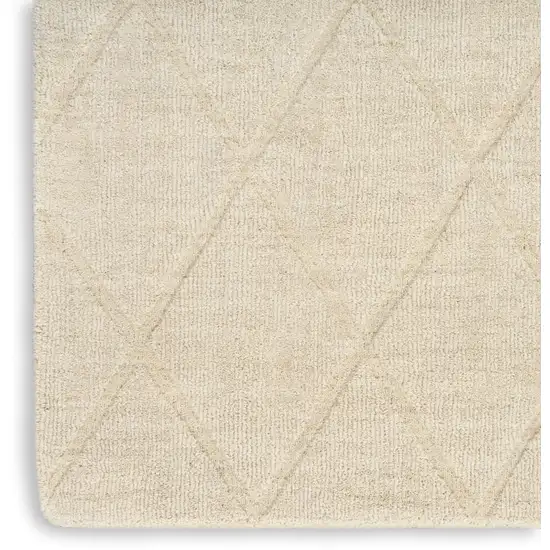 Ivory Wool Geometric Area Rug Photo 6