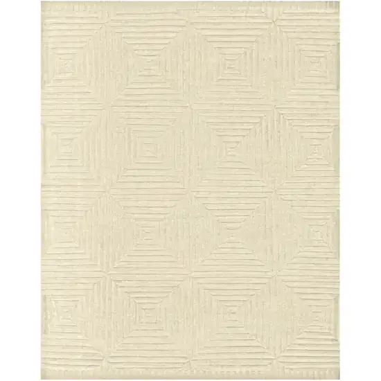 Ivory Wool Geometric Hand Knotted Area Rug Photo 4