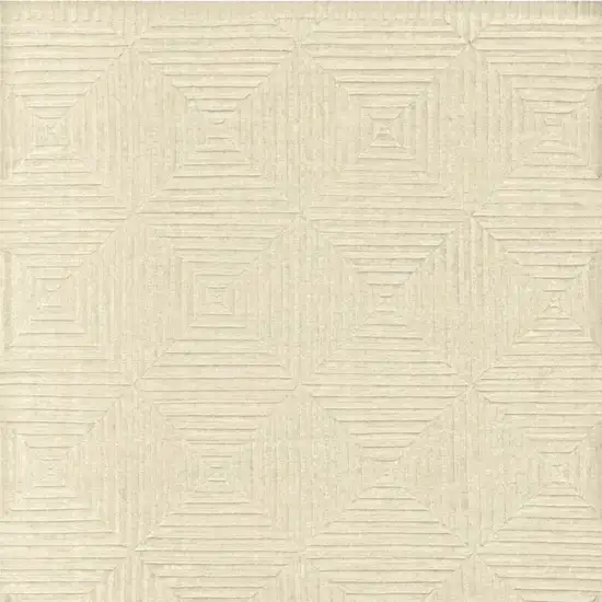 Ivory Wool Geometric Hand Knotted Area Rug Photo 7