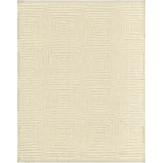 Ivory Wool Geometric Hand Knotted Area Rug Photo 5