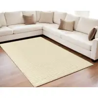 Photo of Ivory Wool Geometric Hand Knotted Area Rug