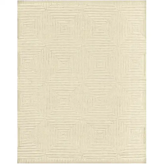 Ivory Wool Geometric Hand Knotted Area Rug Photo 2