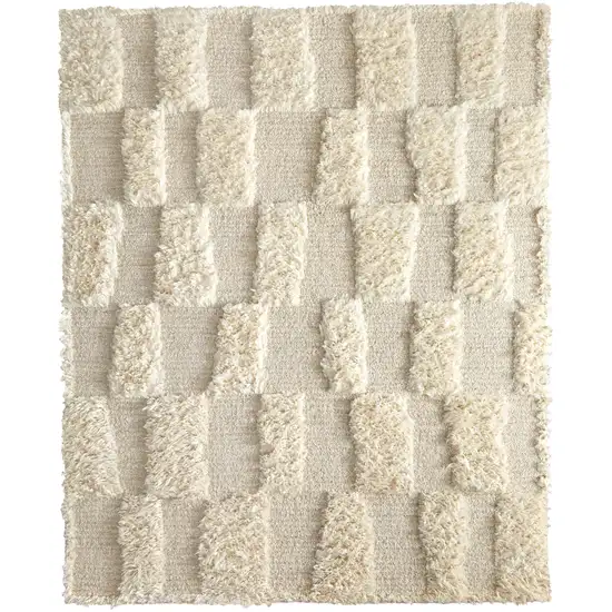 Ivory Wool Geometric Hand Woven Area Rug Photo 2