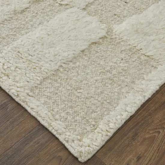 Ivory Wool Geometric Hand Woven Area Rug Photo 9