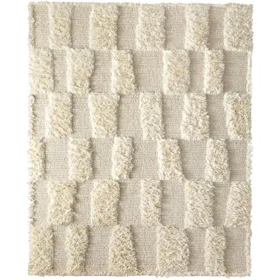 Ivory Wool Geometric Hand Woven Area Rug Photo 5