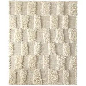 Photo of Ivory Wool Geometric Hand Woven Area Rug