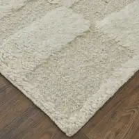 Photo of Ivory Wool Geometric Hand Woven Area Rug