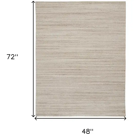 Ivory Wool Hand Woven Stain Resistant Area Rug Photo 10