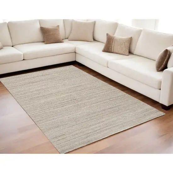 Ivory Wool Hand Woven Stain Resistant Area Rug Photo 1