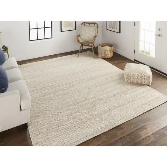 Ivory Wool Hand Woven Stain Resistant Area Rug Photo 9