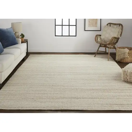 Ivory Wool Hand Woven Stain Resistant Area Rug Photo 8