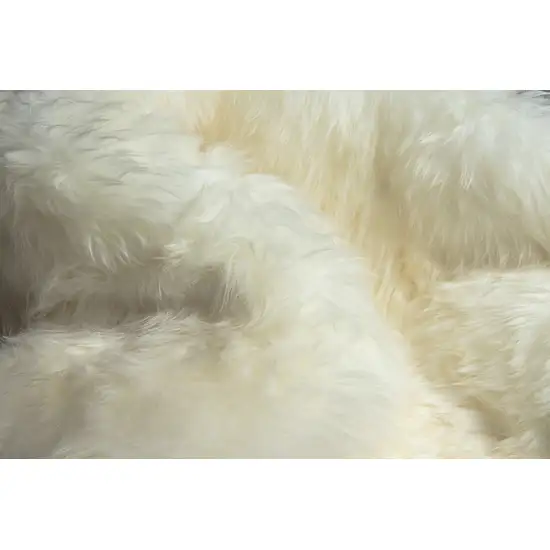 Ivory Wool Sheepskin Handmade Area Rug Photo 6