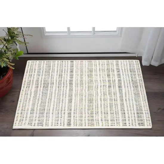 Ivory Yellow And Black Striped Area Rug Photo 1