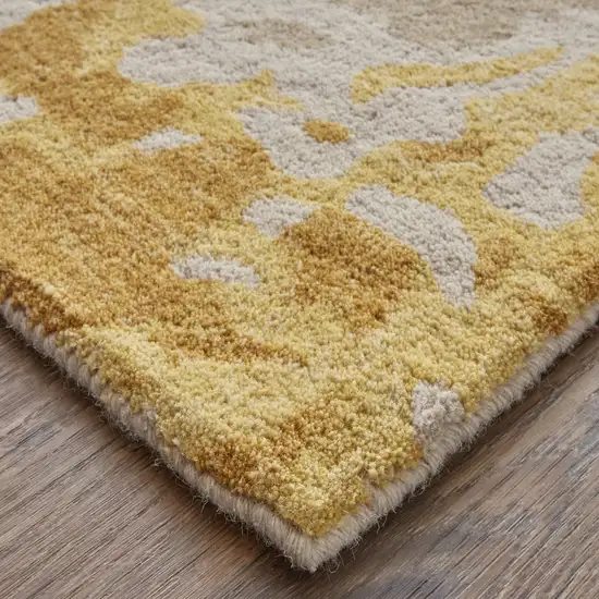 Ivory Yellow And Blue Wool Abstract Tufted Handmade Stain Resistant Area Rug Photo 3