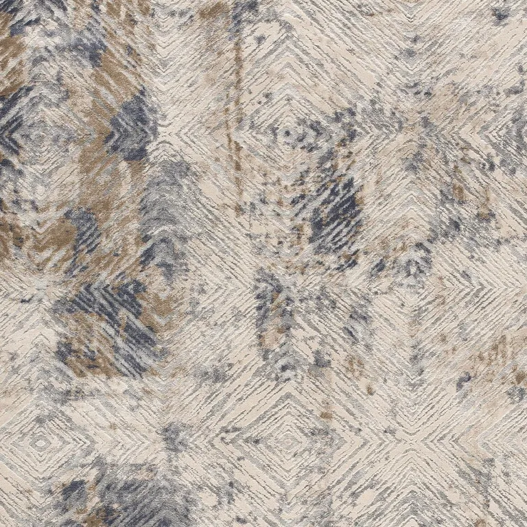 Ivory and Beige Abstract Diamonds Area Rug Photo 1