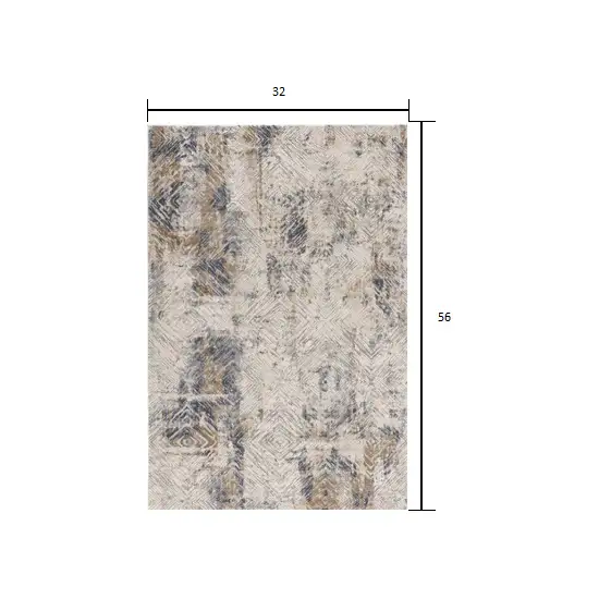 Ivory and Beige Abstract Diamonds Area Rug Photo 2