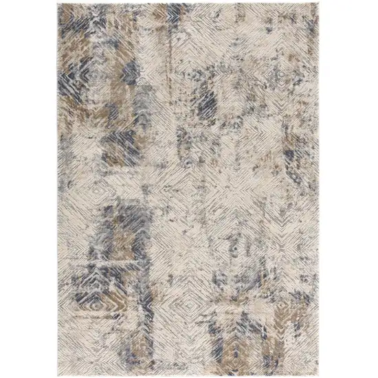 Ivory and Beige Abstract Diamonds Area Rug Photo 6