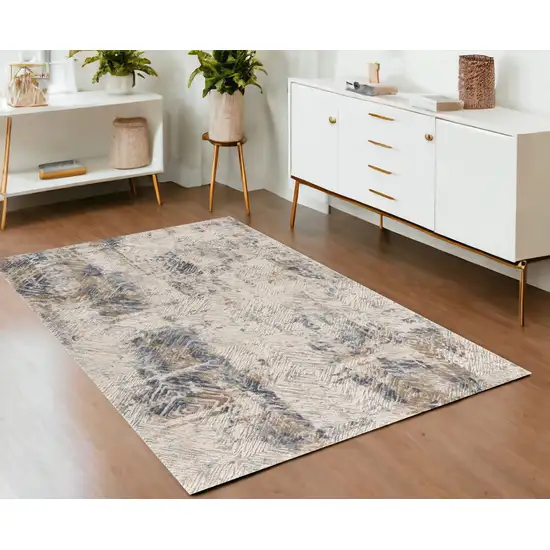 Beige Abstract Printed Area Rug Photo 1