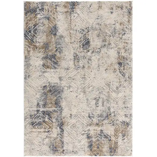 Ivory and Beige Abstract Diamonds Area Rug Photo 5