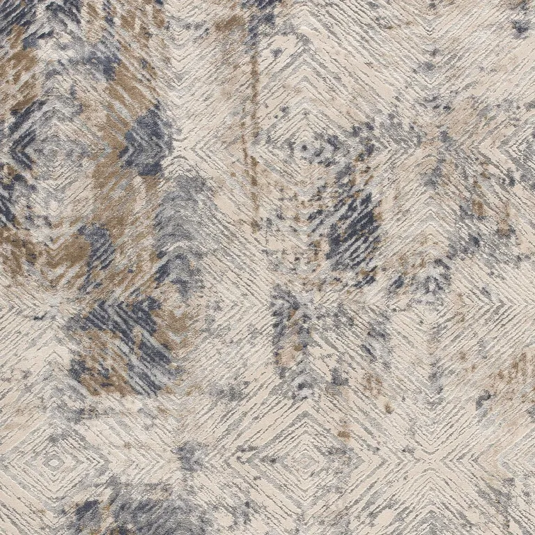 Ivory and Beige Abstract Diamonds Area Rug Photo 1