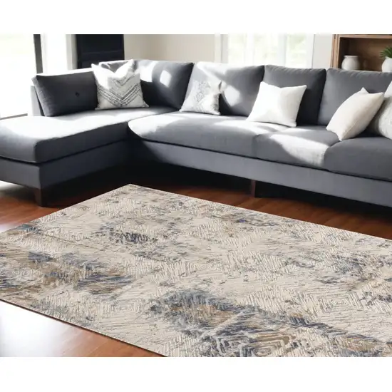 Beige Abstract Printed Area Rug Photo 1