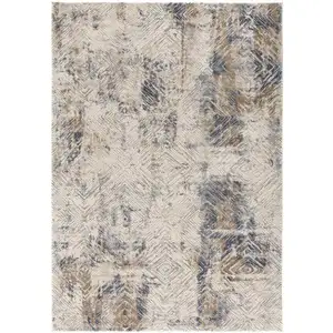 Photo of Ivory and Beige Abstract Diamonds Area Rug