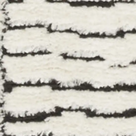 Ivory and Black Abstract Geometric Area Rug Photo 6