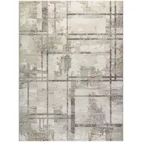 Photo of Ivory and Black Abstract Non Skid Area Rug