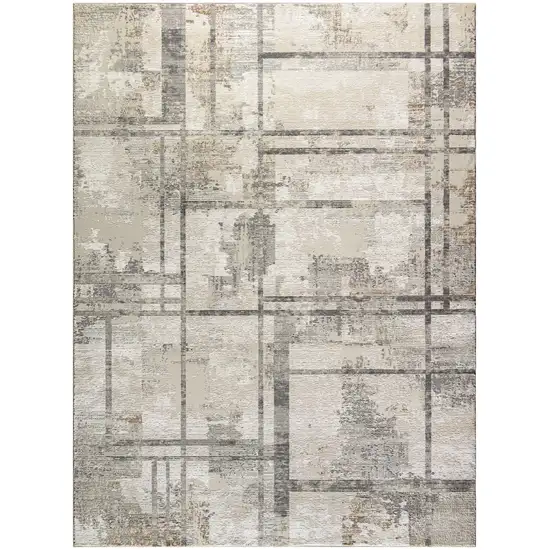 Ivory and Black Abstract Non Skid Area Rug Photo 8