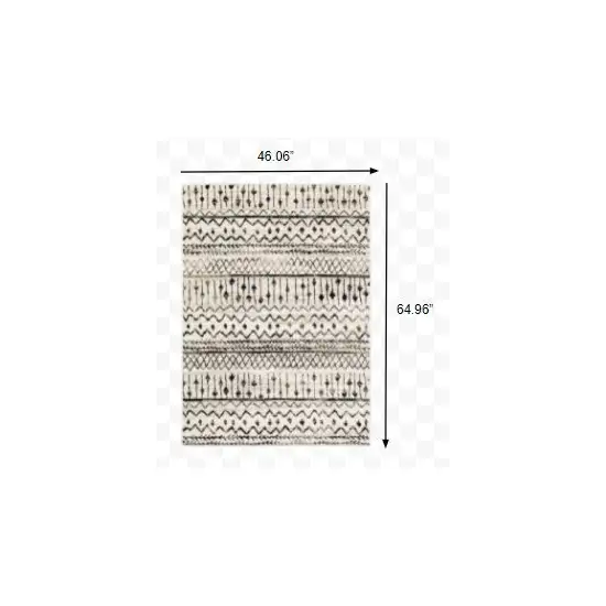 Ivory and Black Eclectic Patterns Indoor Area Rug Photo 3