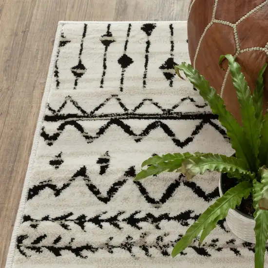 Ivory and Black Eclectic Patterns Indoor Area Rug Photo 4