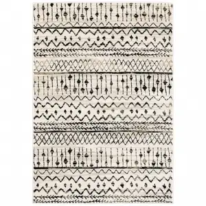 Photo of Ivory and Black Eclectic Patterns Indoor Area Rug