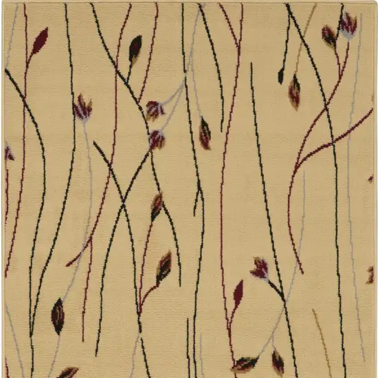 Ivory and Black Floral Power Loom Area Rug Photo 7