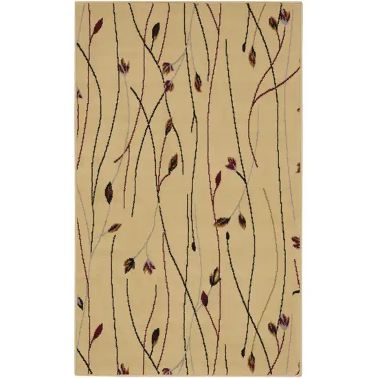 Ivory and Black Floral Power Loom Area Rug Photo 2