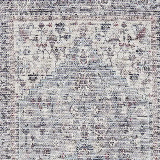 Ivory and Black Floral Power Loom Distressed Runner Rug Photo 8