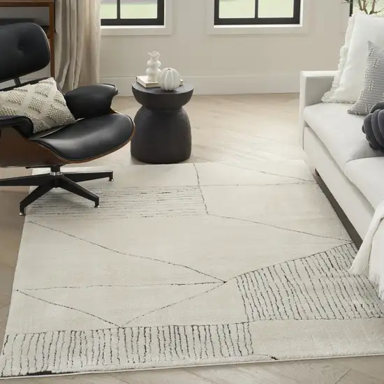 Ivory and Black Geometric Area Rug Photo 9