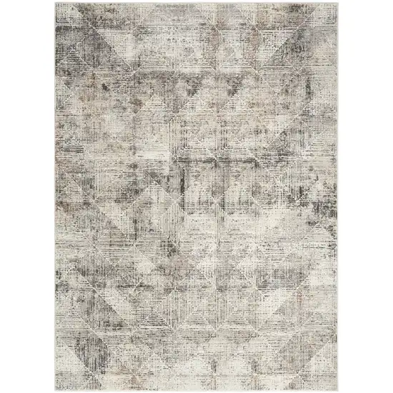 Ivory and Black Geometric Non Skid Area Rug Photo 2