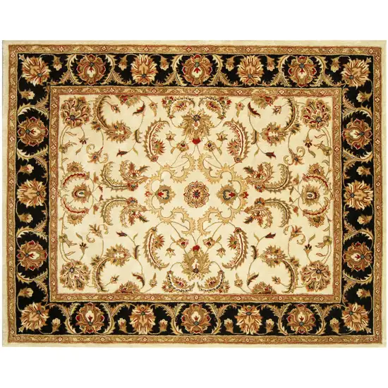 Ivory and Black Oriental Hand Tufted Non Skid Area Rug Photo 5