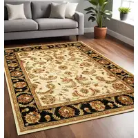 Photo of Ivory and Black Oriental Hand Tufted Non Skid Area Rug